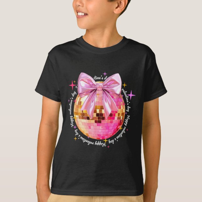 T-shirt Happy Valentine's Day Funny Coquette Disco Ball Gi (Devant)