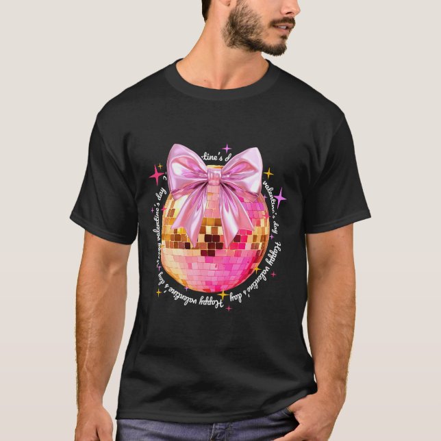 T-shirt Happy Valentine's Day Funny Coquette Disco Ball Gi (Devant)