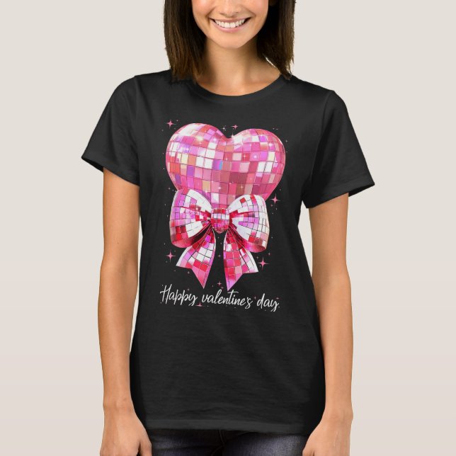 T-shirt Happy Valentine's Day Funny Coquette Disco Ball He (Devant)