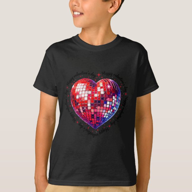 T-shirt Happy Valentine's Day Funny Coquette Red Disco Bal (Devant)