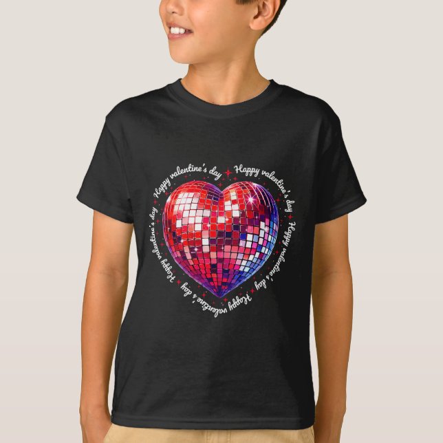 T-shirt Happy Valentine's Day Funny Coquette Red Disco Bal (Devant)