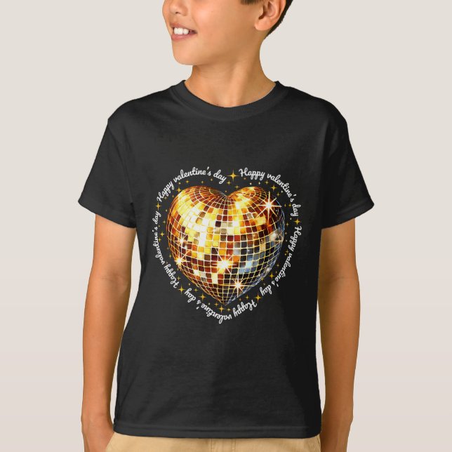 T-shirt Happy Valentine's Day Funny Gold Coquette Disco Ba (Devant)