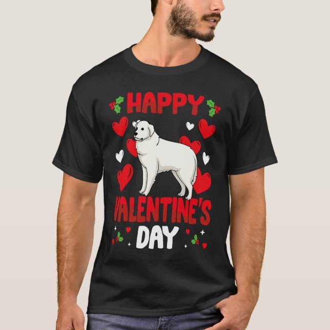 T-shirt Happy Valentines Day Great Pyrenees Heart Love Ani (Devant)