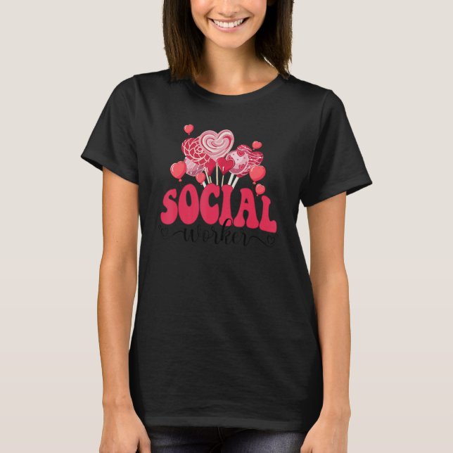 T-shirt Happy Valentines Day Heart Lollipop Funny Social W (Devant)