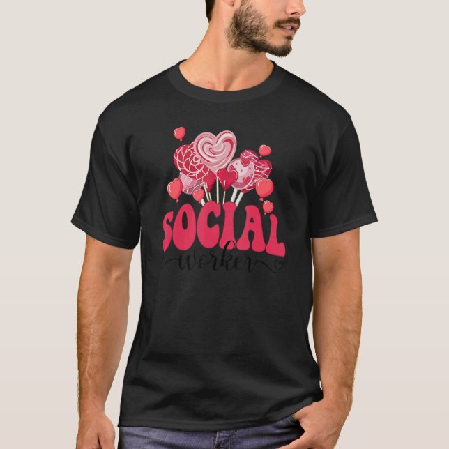 T-shirt Happy Valentines Day Heart Lollipop Funny Social W (Devant)