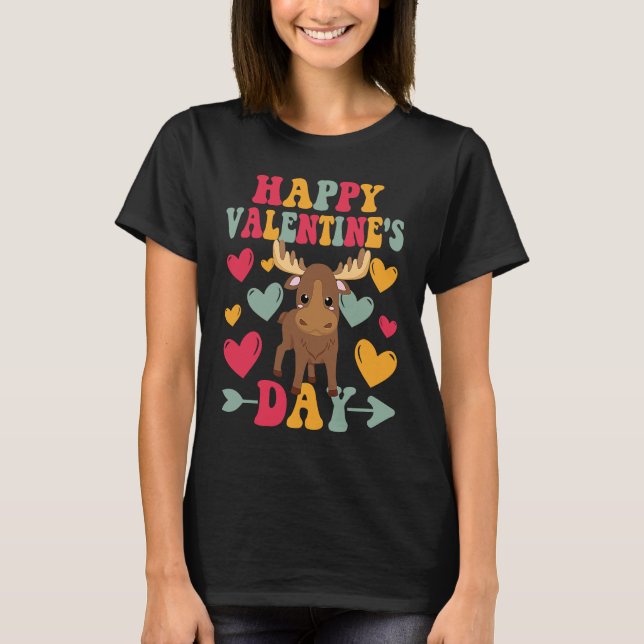 T-shirt Happy Valentines Day Highland Cow Heart Love Groov (Devant)