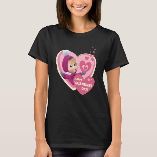 T-shirt Happy Valentine's Day Masha and the Bear  1 (Devant)
