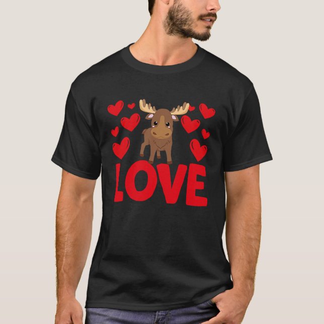 T-shirt Happy Valentine's Day Moose Mom Mothers Day Valent (Devant)