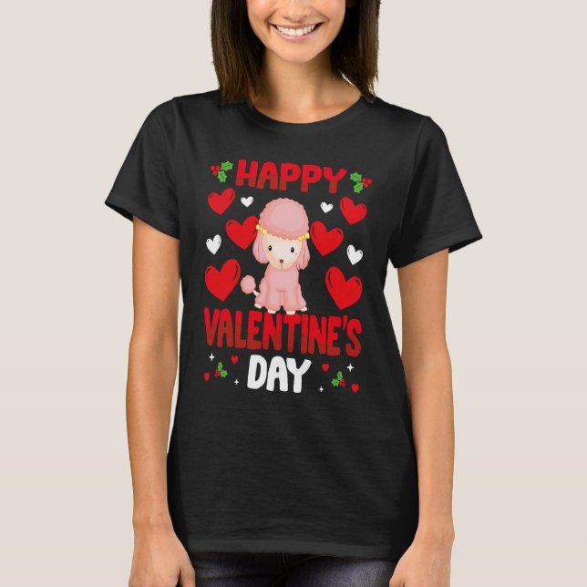 T-shirt Happy Valentines Day Poodle Heart Love Animal   1 (Devant)