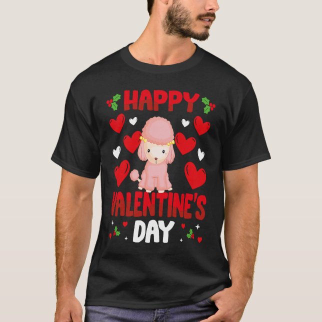 T-shirt Happy Valentines Day Poodle Heart Love Animal   1 (Devant)
