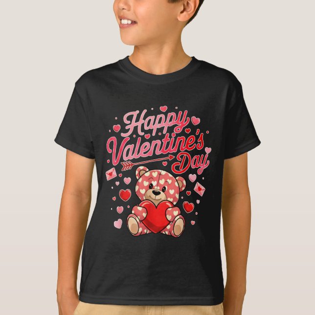 T-shirt Happy Valentines Day Women Cute Bear Valentine Hea (Devant)