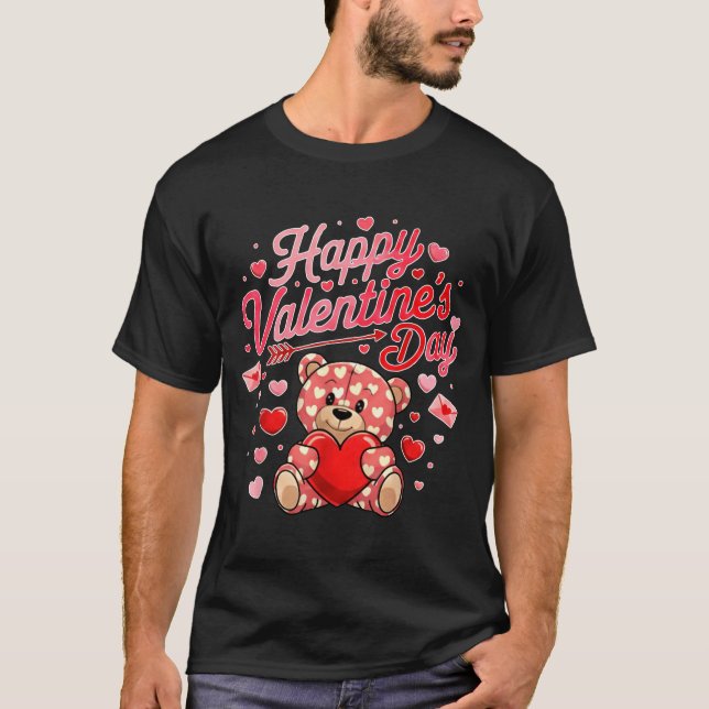 T-shirt Happy Valentines Day Women Cute Bear Valentine Hea (Devant)