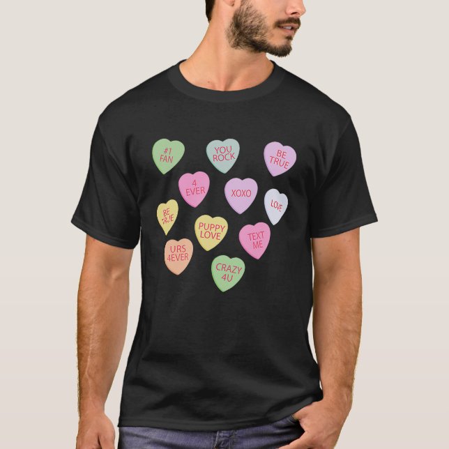 T-shirt Happy Valentineu2019s Day Candy Conversation Heart (Devant)
