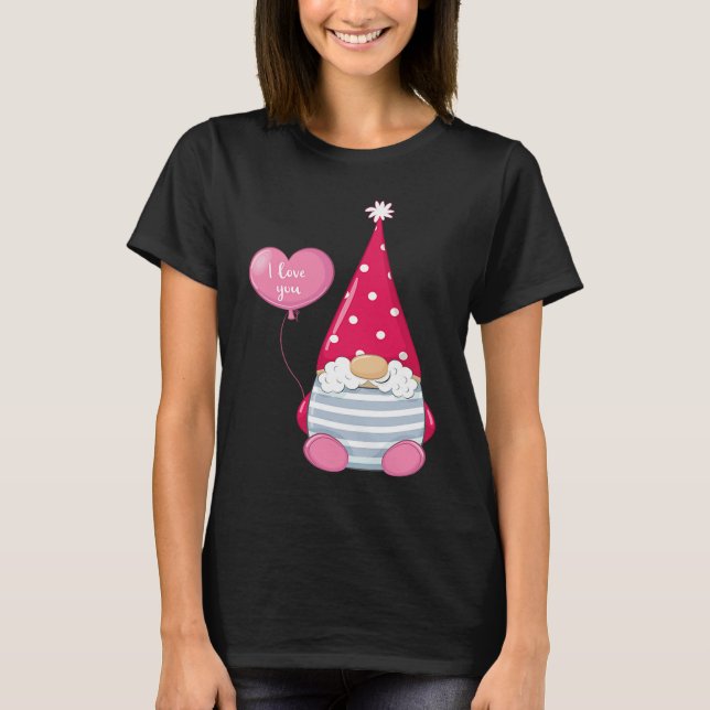 T-shirt Happy Valentineu2019s Day Male Gnome with I Love Y (Devant)
