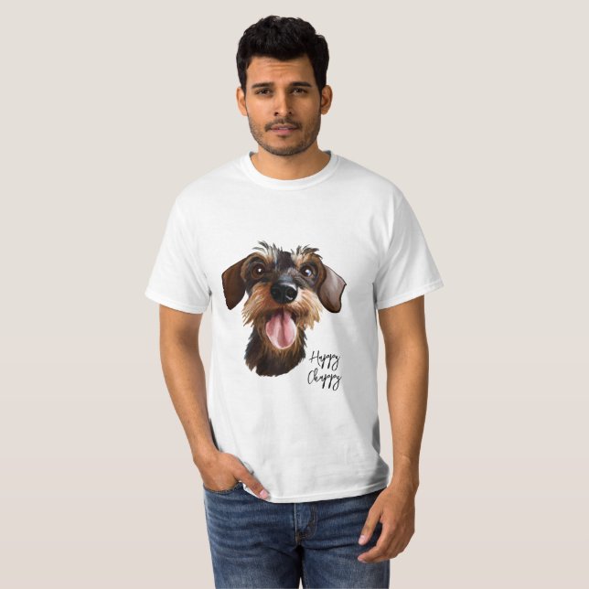 T-shirt Happy Wirehair Dachshund (Devant entier)