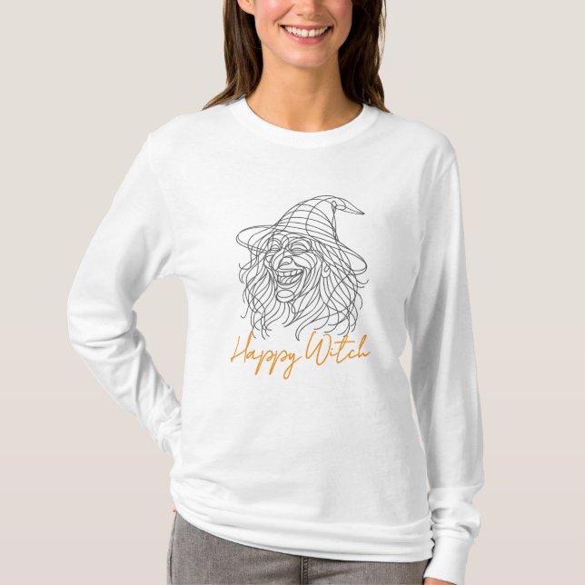 T-shirt Happy Witch - Chaotique Laughch Line Art (Devant)