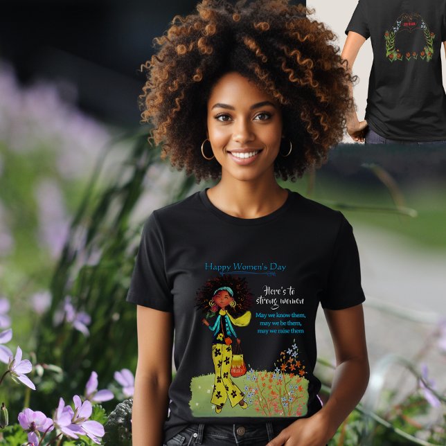 T-shirt Happy Women's Day Strong Women Quote Black Double (Happy Women's Day Strong Women Quote Black )