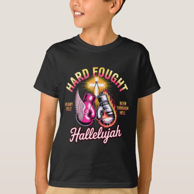 T-shirt Hard Fought Hallelujah Boxing Gloves Faith  (Devant)