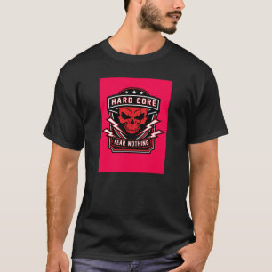 T-shirt Hardcore Peur Rien Rouge Crâne Badge Tee