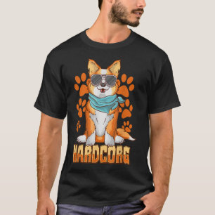 T-shirt Hardcorg Corgi Pun Funny Corgi Chien avec lunettes