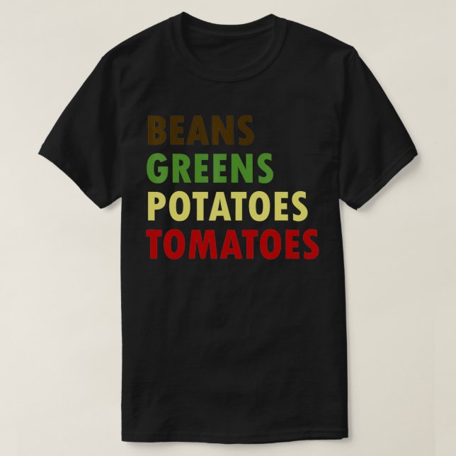 T-shirt Haricots verts pommes de terre tomates Thanksgivin (Design devant)