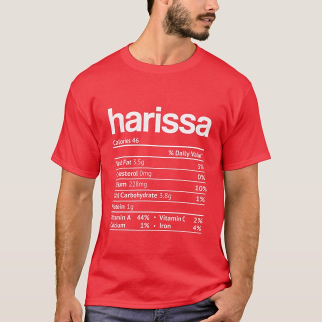 T-shirt Harissa Nutrition Fact Drôle Thanksgiving Christma (Devant)