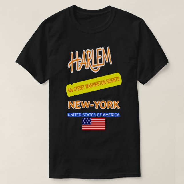 T-shirt HARLEM New York 96th STREET WASHINGTON HEIGHTS  (Design devant)