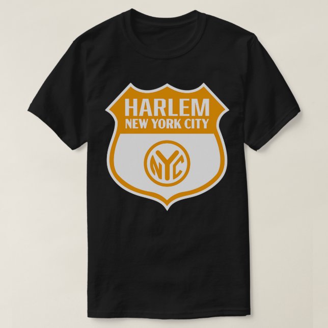 T-shirt Harlem New York City Retro Token Shield Gold sur W (Design devant)