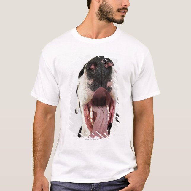 T-shirt Harlequin great dane avec la bouche ouverte, plan (Devant)