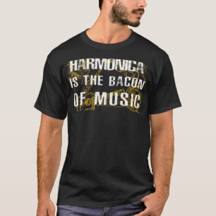 T-shirt Harmonic Sizzle : Harmonica - The Musical Bacon! B