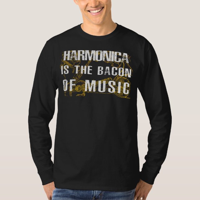 T-shirt Harmonic Sizzle : Harmonica - The Musical Bacon! B (Devant)