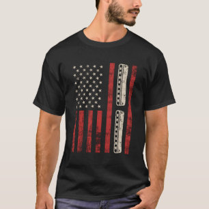 T-shirt Harmonica American Flag Patriotique