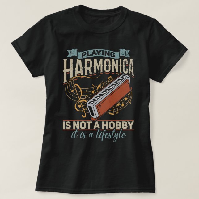 T-shirt Harmonica Lover Jouer Harmonica Player (Design devant)