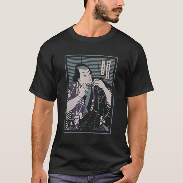 T-shirt Harmonica Samurai Harmonicas Samurai Warrior Japon (Devant)