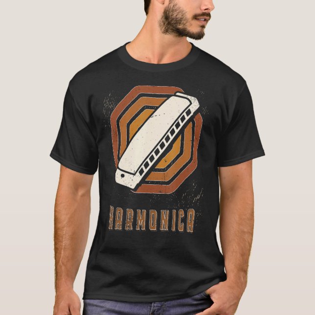 T-shirt Harmonica Vintage Retro Classic Music Love (Devant)