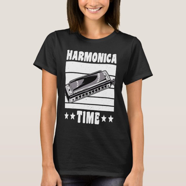 T-shirt Harmonica Vintage Rétro Temps  1 (Devant)