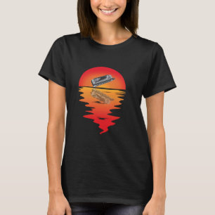 T-shirt Harmonica Vintage Sunset Harmonica Player Harmonic