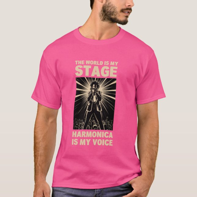 T-shirt Harmonicas pour débutants Joueur d'harmonica à bou (Devant)