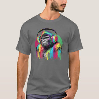 T-shirt Harmonie Beats Chimpanzé avec conception de casque