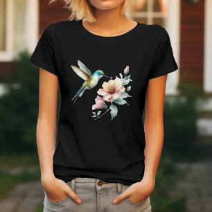 T-shirt Harmonie des colibris avec un Hibiscus élégant