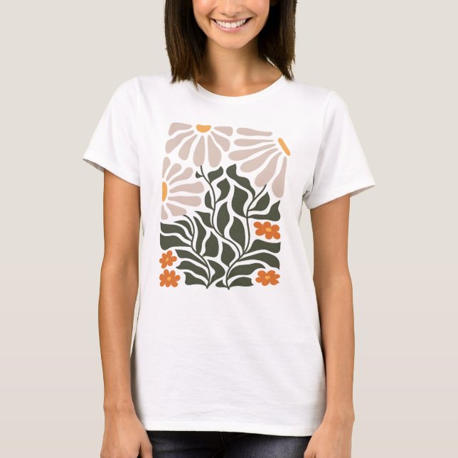 T-shirt Harmonie florale Abstraite avec les accents nature (Devant)
