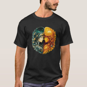 T-shirt Harmonie Luxueuse Art Soleil et Lune