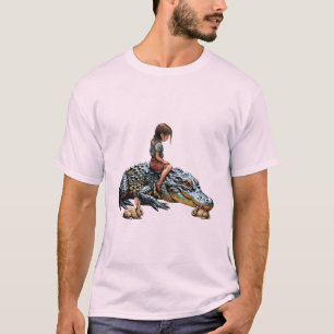 T-shirt Harmonie Whimsical : Girl Riding an Alligator