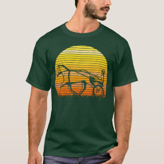 T-shirt Harnais Course Course Cheval Coucher de soleil Sil