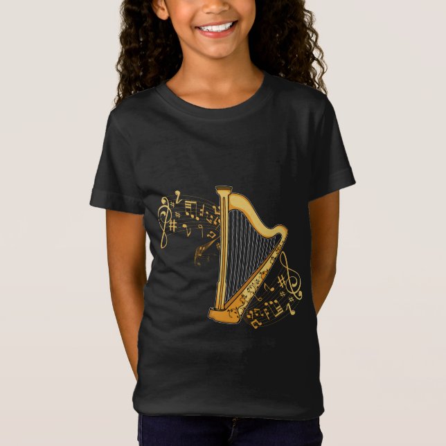T-Shirt Harp Joueur Cadeaux Filles Harpist Femmes Harpe Mu (Devant)