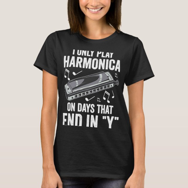 T-shirt Harp Joueur seulement Joue Harmonica (Devant)