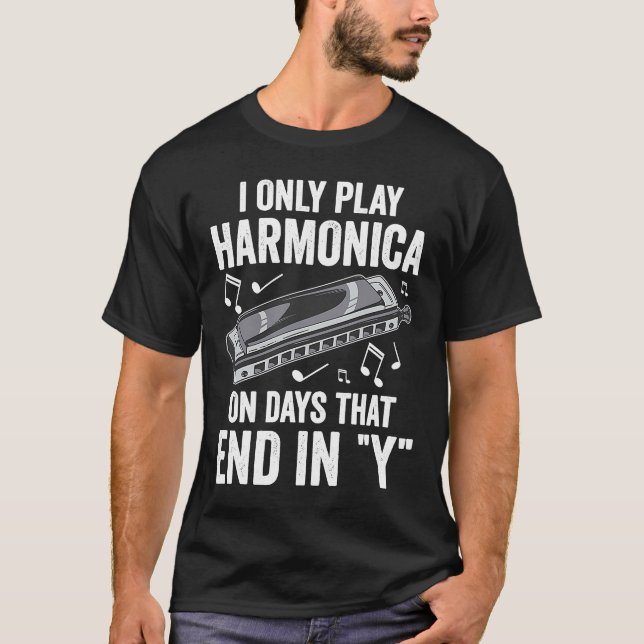 T-shirt Harp Joueur seulement Joue Harmonica (Devant)