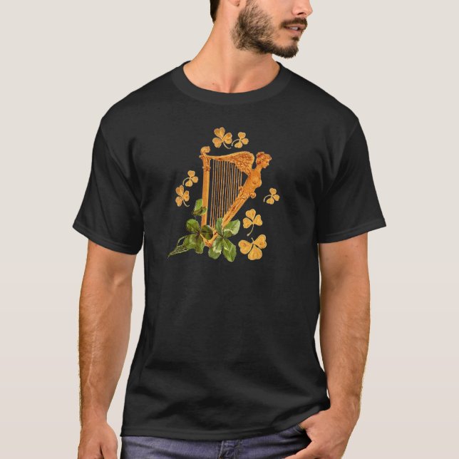 T-shirt Harpe d'Irlande d'or - Erin Go Bragh (Devant)