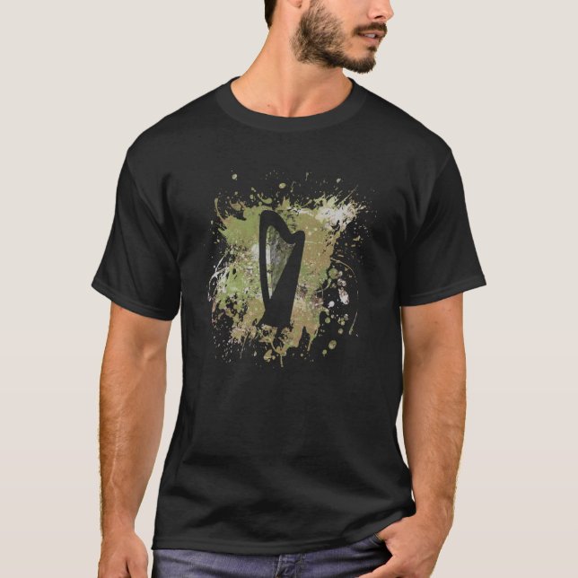 T-shirt Harpe Irlandais Symbole Joueur de Harpe (Devant)