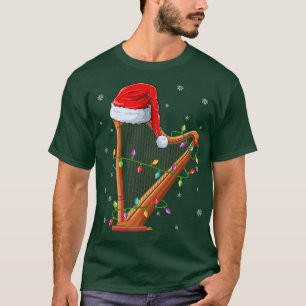 T-shirt Harpe Musique Noël Éclairage Correspondance Santa 